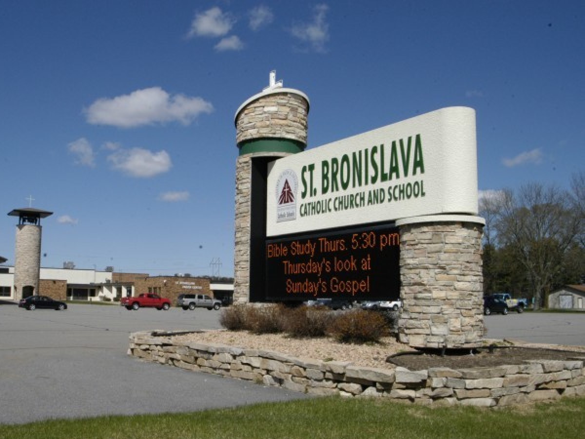 Custom church and school sign.