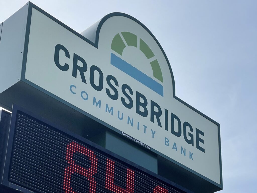 Custom bank sign.