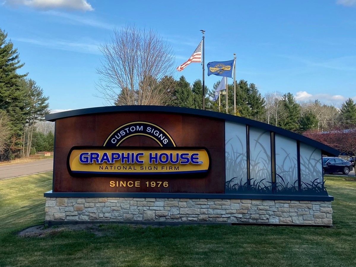 Graphic House monument sign.