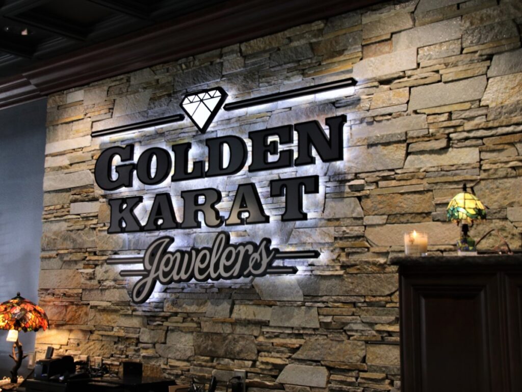 Interior backlit retail sign.