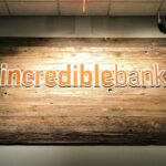 Custom lobby sign for bank.