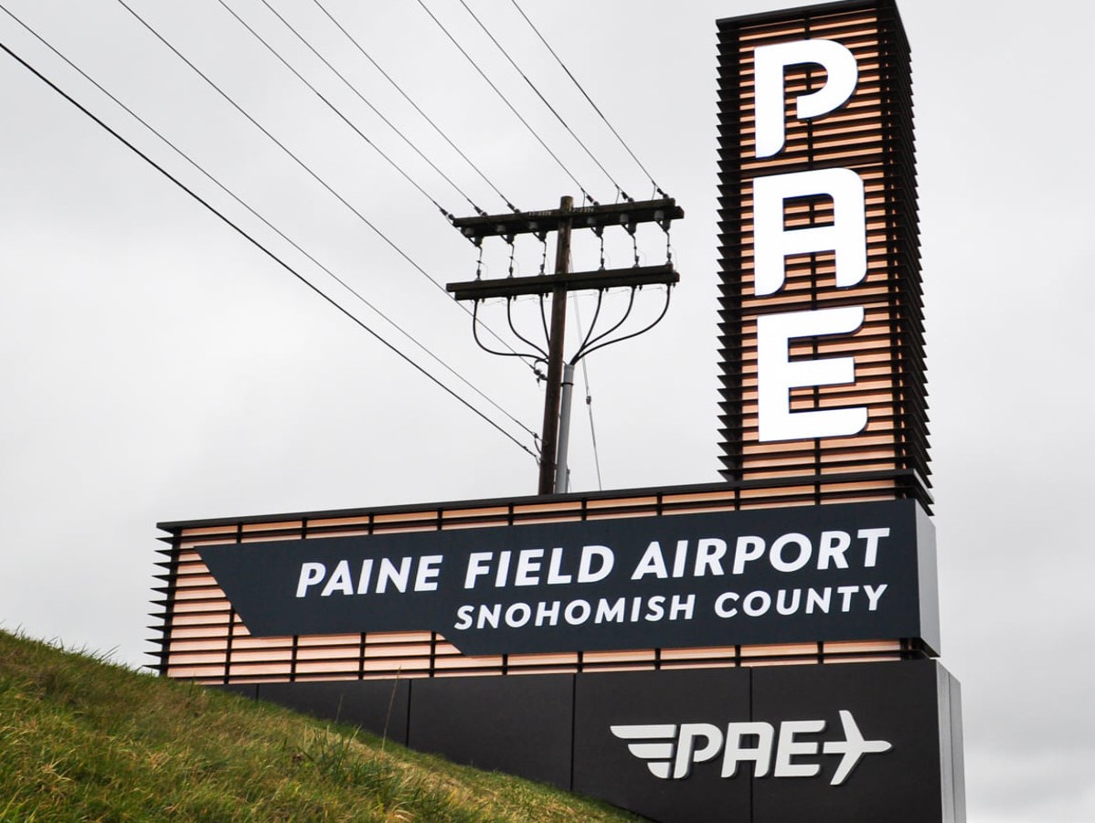 Outdoor airport signage.