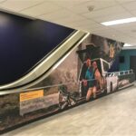 Completed vinyl escalator decal.