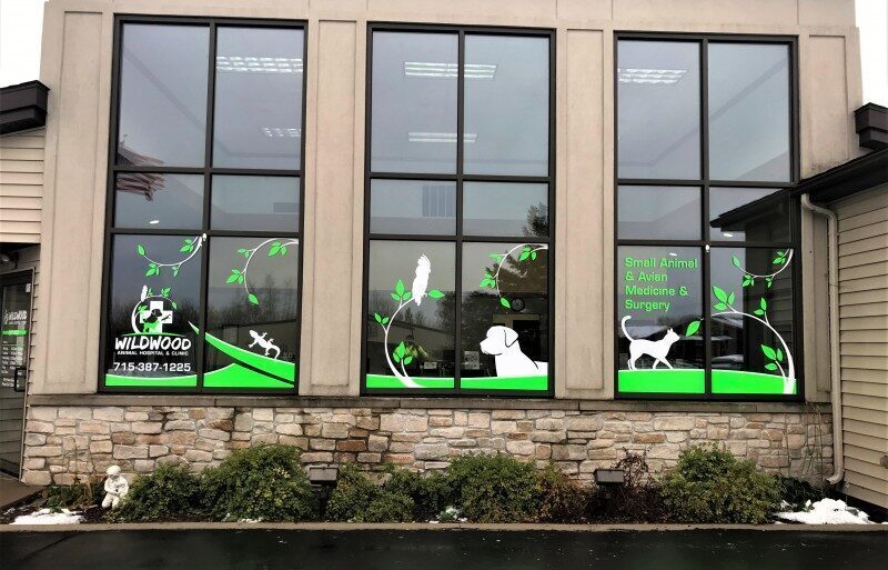 Vinyl window decals for vet's office.