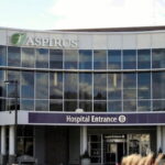 Hospital entrance sign.