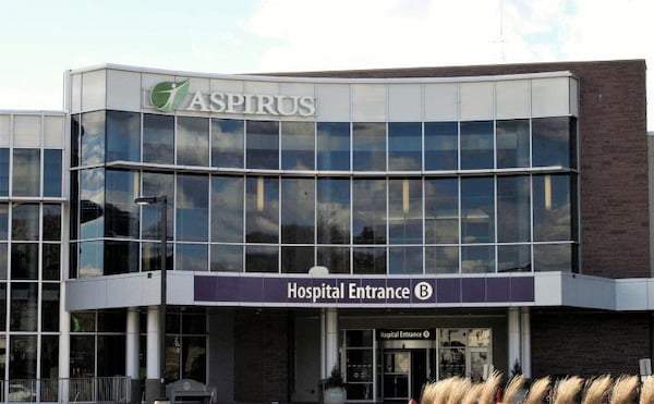 Hospital entrance sign.